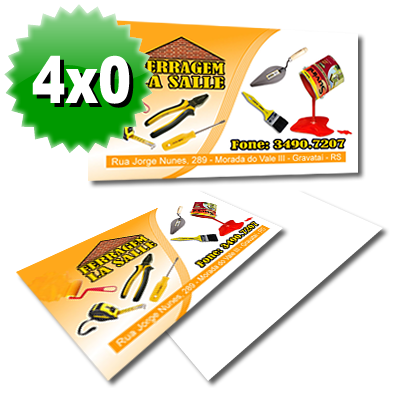 Cartão Visita Simples - 4x0 - Verniz Total Frente